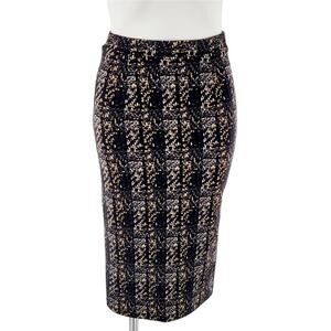 NWT everleigh Black Gold Cream Midi Pencil Skirt Back Split Women's Size XS